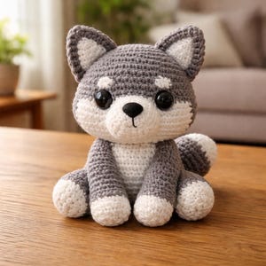 Livsnaturlig liten varg virkmönster PDF – Söt varg amigurumi plysch handledning, realistisk skogsdjursleksak, digital nedladdning