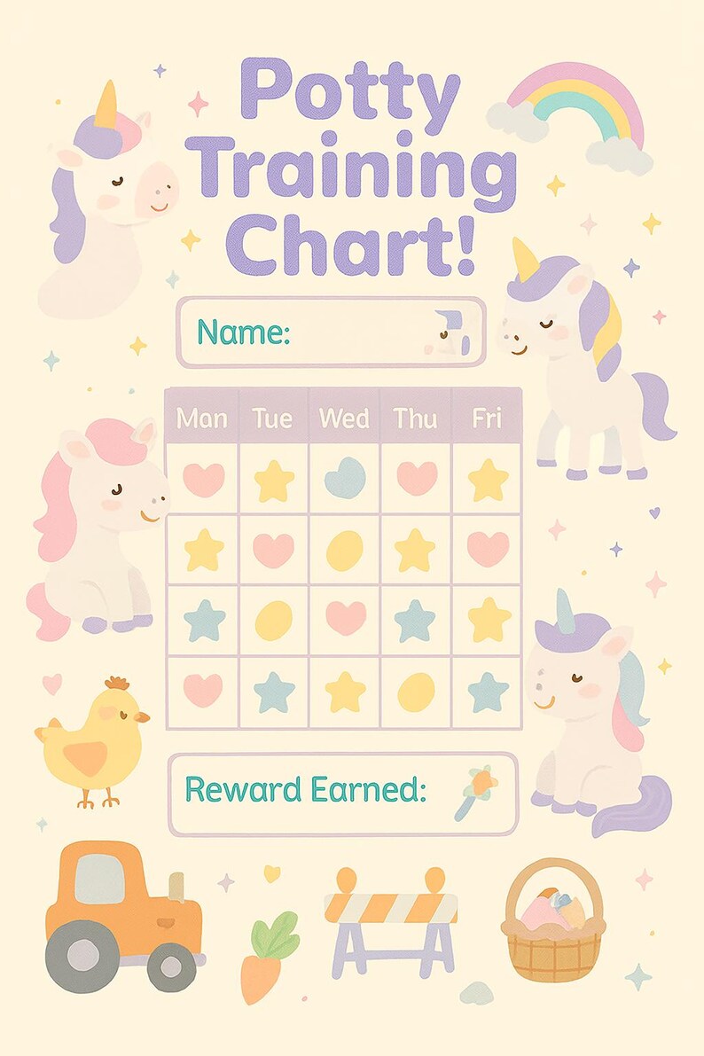 Unicorn Potty Training Chart Bundle | Toddler Reward Stickers ...