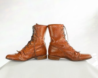 Woven Justin Boots, USA7 - 7.5, EU37.5 - EU38, 1980s Vintage