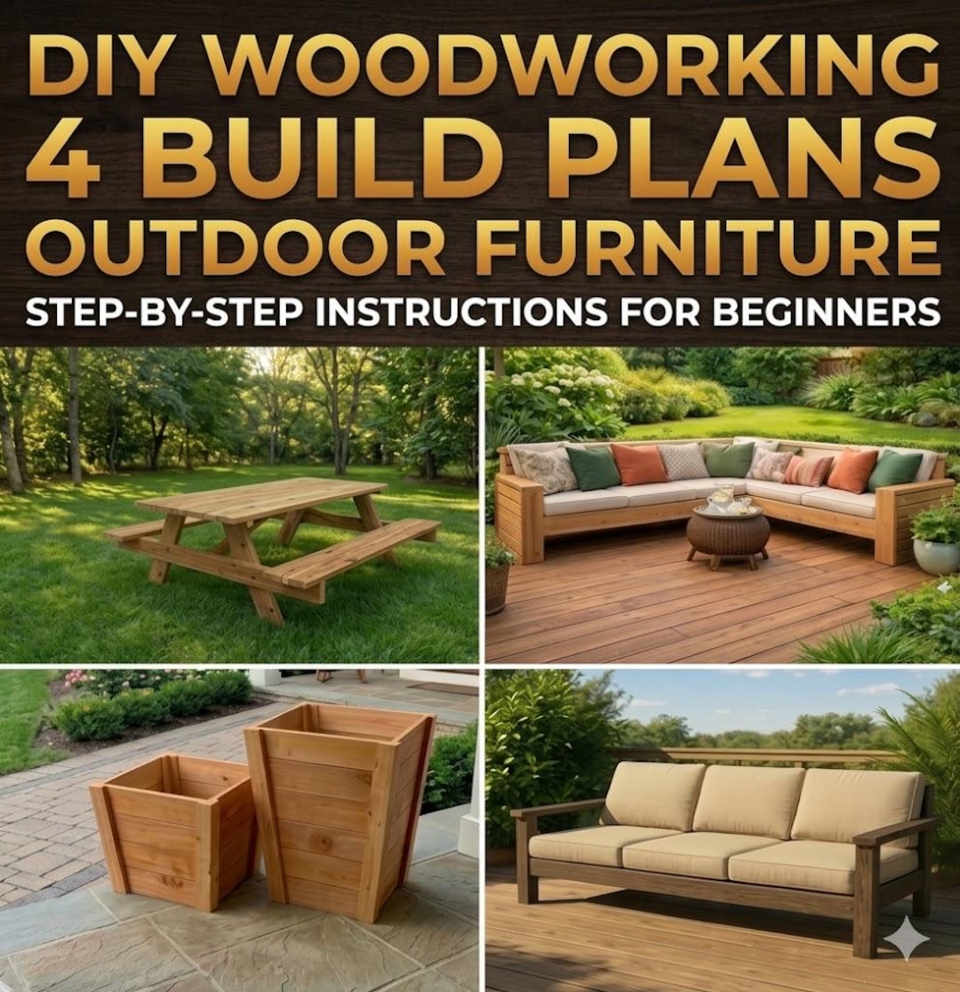 Outdoor Furniture Plans Bundle – DIY Sectional, Picnic Table, Bench ...