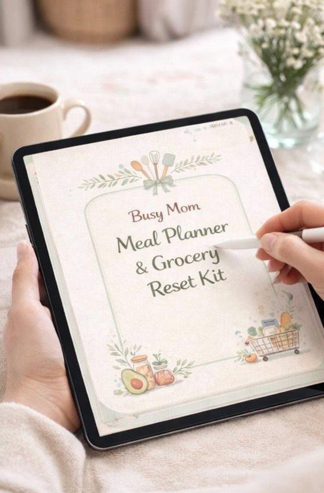 Busy Mom Meal Planner | Weekly Grocery List, Kitchen Reset (digital ...