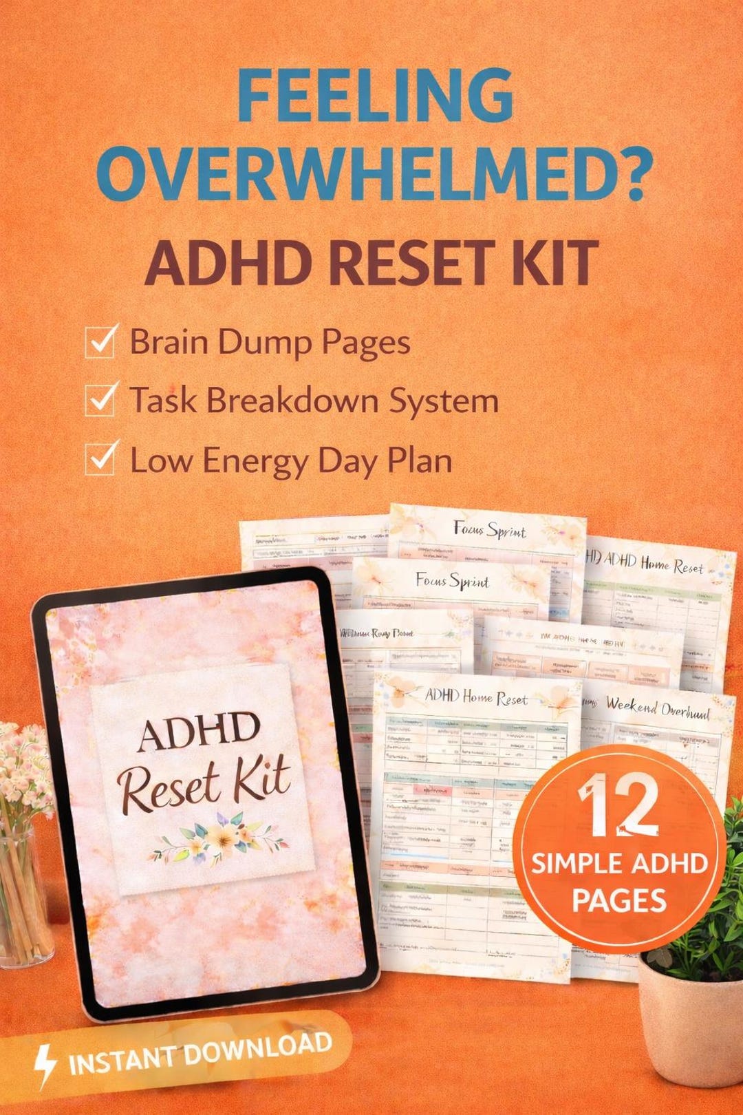 ADHD Reset Kit Printable Planner – Daily Focus & Organization for Busy ...