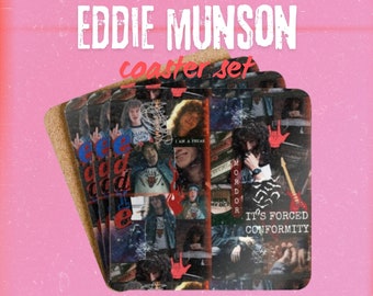 Eddie Munson Corkwood Coaster Set