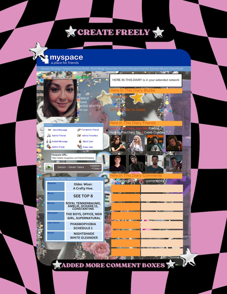 Canva 100 Editable Myspace Template (digital Download) Etsy