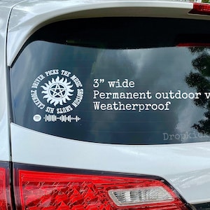 Supernatural | Permanent Vinyl | 3" Wide Car Decal | Car Decal | The Winchesters | Sam Winchester | Dean Winchester