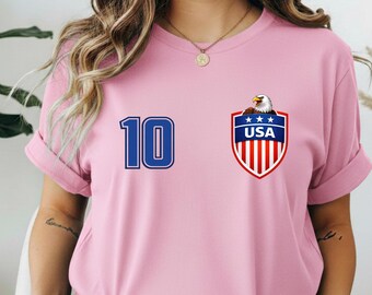 Camiseta de aficionado al fútbol de EE. UU., camiseta de seguidor de EE. UU., camiseta estilo jersey de fútbol, camiseta para el día del partido, camiseta patriótica de EE. UU., fútbol americano, camiseta de mamá futbolera