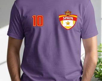 Camiseta de aficionado al fútbol español, camiseta de seguidor del fútbol español, camiseta estilo jersey de fútbol español, camiseta para el día del partido de España, regalo para el aficionado español