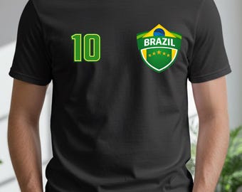 Camiseta de aficionado al fútbol brasileño, camiseta de seguidor del fútbol brasileño, camiseta estilo jersey de fútbol, camiseta para el día del partido, regalo para el aficionado brasileño