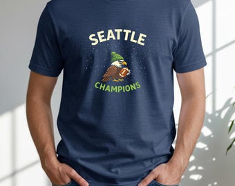Camiseta de fanático del fútbol americano de Seattle, camiseta vintage de campeones, regalo para el día del partido, camiseta deportiva unisex con estampado, camiseta Gildan 5000