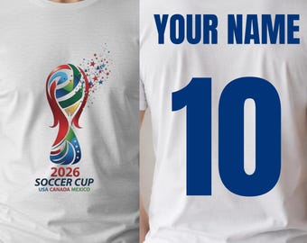 Camiseta personalizada del Mundial 2026, camiseta de EE. UU., Canadá y México, regalo para aficionados al fútbol, camiseta para aficionados al fútbol, camiseta personalizada