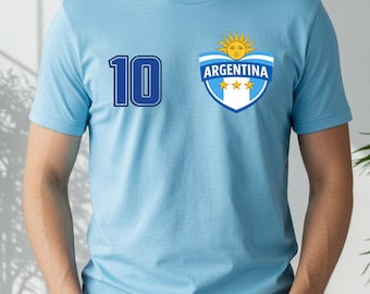 Camiseta de aficionado al fútbol argentino, camiseta de seguidor del fútbol argentino, estilo camiseta de fútbol argentino, camiseta para el día del partido de Argentina, regalo para el aficionado al fútbol