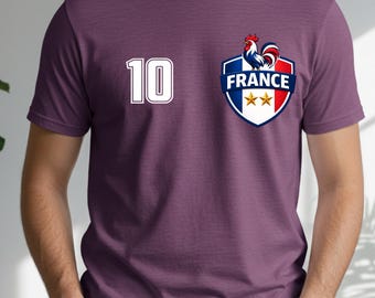 Camiseta de aficionado al fútbol francés, camiseta de seguidor de Francia, camiseta estilo jersey de fútbol, camiseta para el día del partido, regalo para el aficionado francés