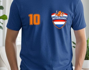 Camiseta de aficionado al fútbol de los Países Bajos, camiseta de seguidor del fútbol neerlandés, camiseta estilo jersey de fútbol, camiseta para el día del partido, regalo para el aficionado de los Países Bajos