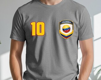 Camiseta de aficionado al fútbol colombiano, camiseta de seguidor del fútbol colombiano, camiseta estilo jersey de fútbol, camiseta para el día del partido, regalo para el aficionado colombiano