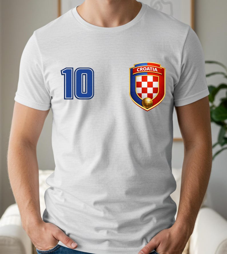 Croatia Soccer fan Shirt, Croatia Football Supporter Tee, Soccer Jersey Style Shirt, Match Day T-Shirt, Croatia Fan Gift image 4