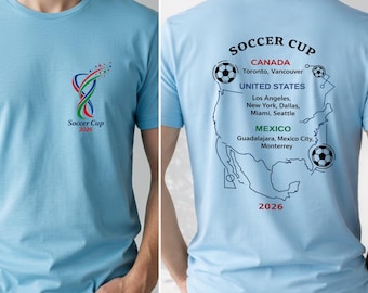 Camiseta de la Copa Mundial de Fútbol 2026 de EE. UU., Canadá y México I Camiseta para aficionados al fútbol I Camiseta del Torneo Mundial 2026 I Regalo para amantes del fútbol I Camiseta de fútbol de EE. UU.