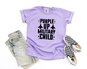 Purple Up Military Child Shirt Month of Awareness Tee Kids Army Navy Air Force Family Pride