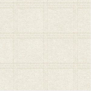 May include: A textile fabric featuring a subtle, light beige and off-white plaid pattern. The design consists of intersecting horizontal and vertical lines that create a soft, grid-like appearance across the entire surface of the material.