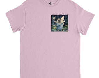 FAIRY IS WATCHING -Pug cotton T-shirt- Heavyweight Unisex Crewneck T-shirt | Gildan® 5000