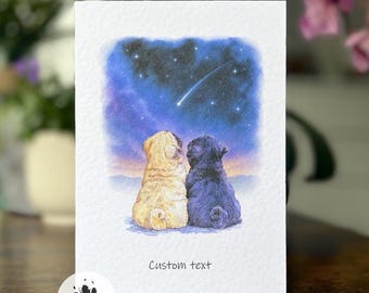 Custom Stargazers Pugs Card, Funny Dog Illustration, Pug Lover Gift, Whimsical Greeting Card