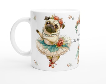 Pug Aurora Mug, The Sleeping Beauty,  White 11oz Ceramic Mug