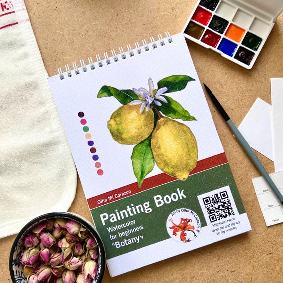 Watercolor Painting Kit for Beginners | Botanical Coloring Book Kit | DIY Art Kit with Paint & Brush | Creative Gift for Artists