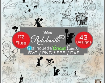 Ratatouille svg Cliparts Bundle, Ratatouille Cartoon Sublimation Cliparts, Ratatouille Movie Themed Clip Arts, Ratatouille Outline