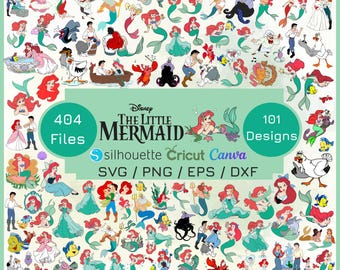 Little Mermaid SVG Bundle, Little Mermaid Png, Ariel Svg Files for Cricut and Silhouette, Flounder Svg Clipart Digital Download
