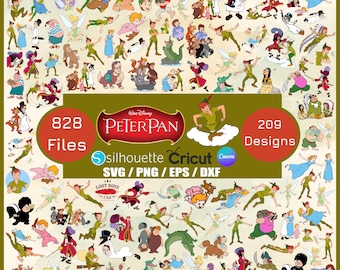 Peter Pan PNG, Peter Pan SVG, Peter Pan Clipart, Capitán Garfio Descarga digital instantánea, Campanilla PNG, Campanilla SVG, Nunca crezcas SVG