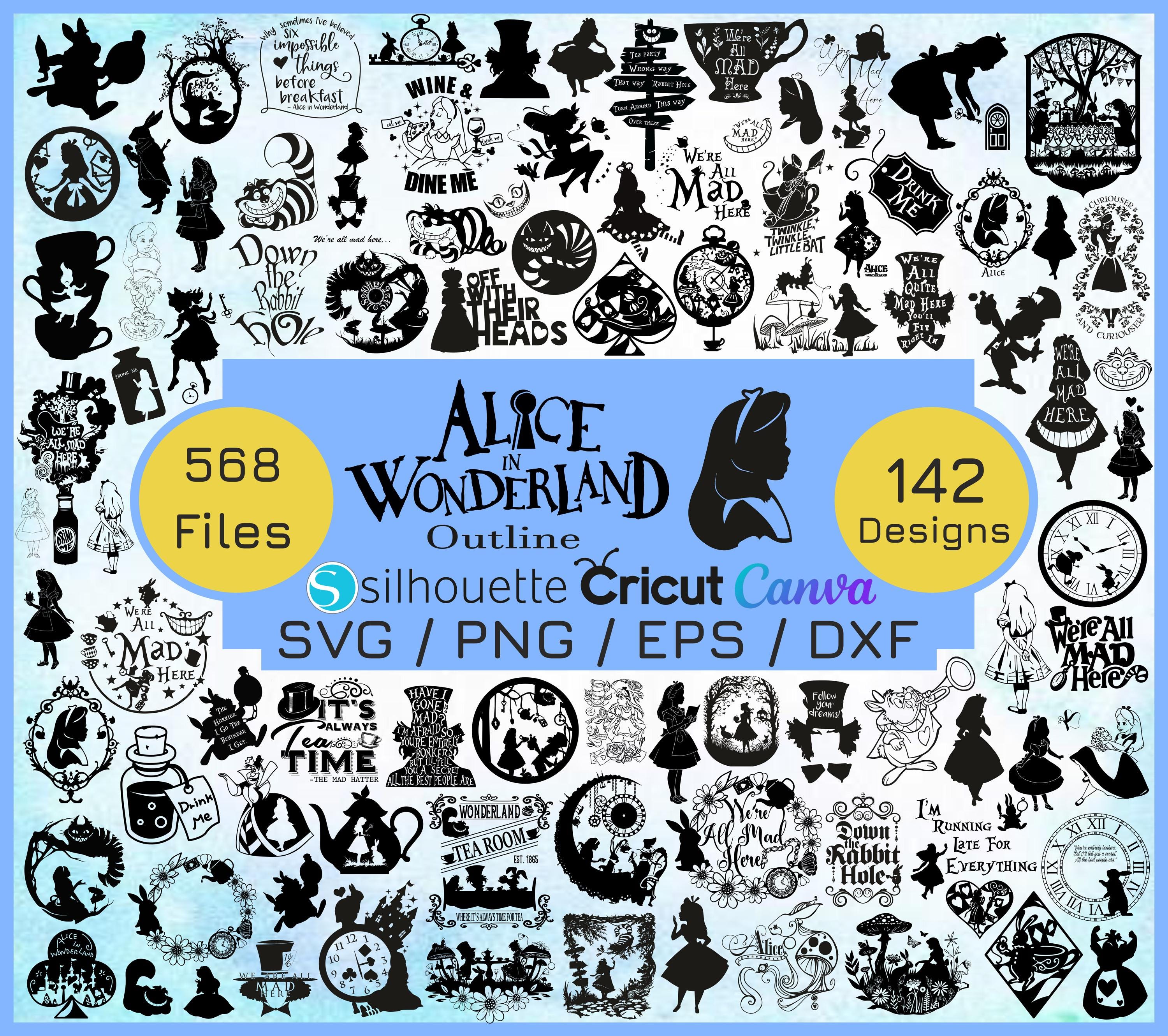 Alice in Wonderland Svg, Clipart, Bundle Cricut, Silhouette Cutting ...