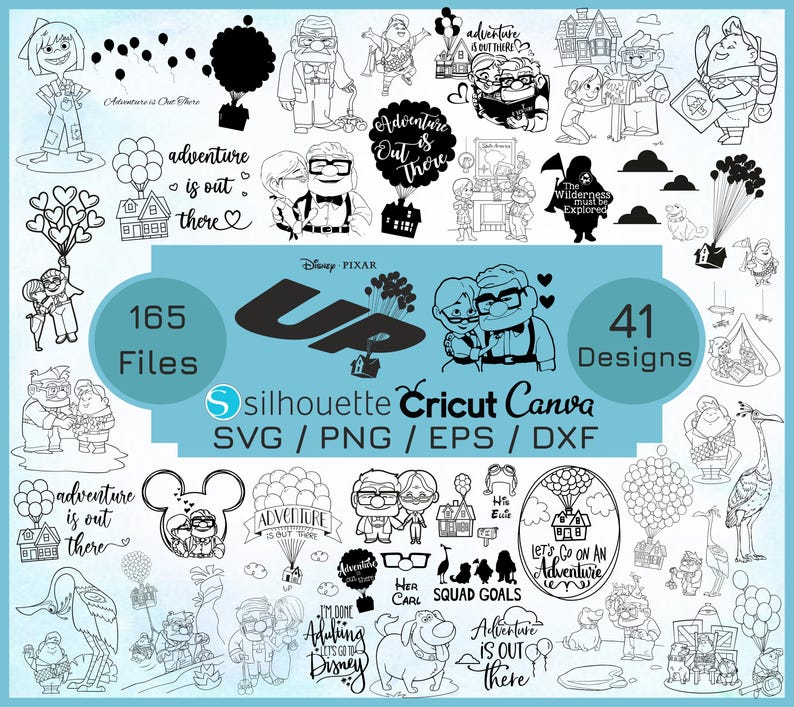 Up Svg, Layered SVG, DXF, PNG Digital Download, up Clipart, Movie ...