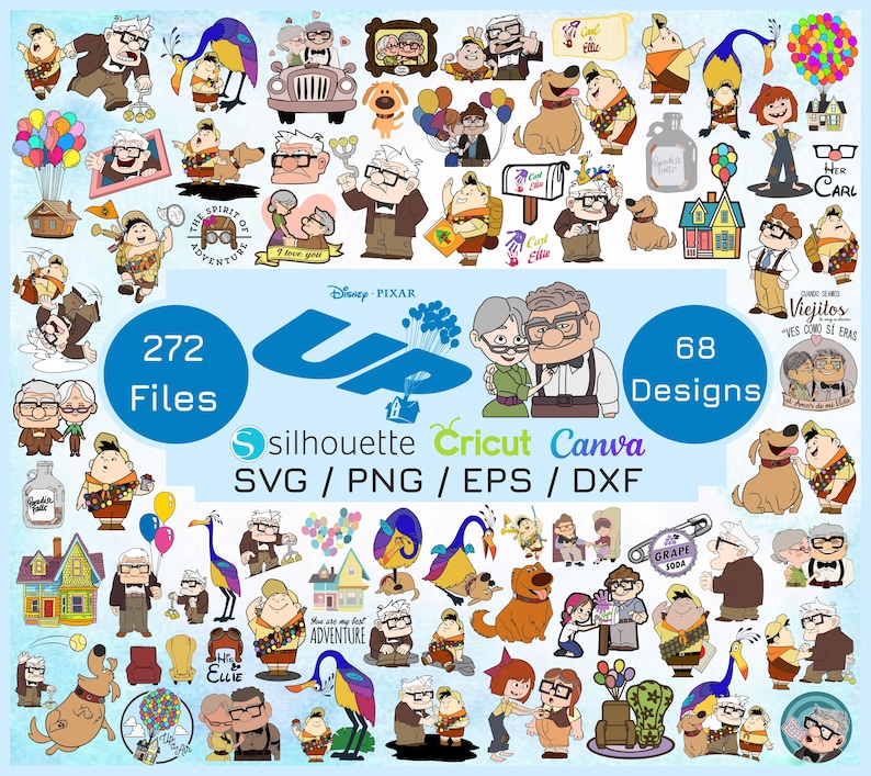 Up Svg, Layered SVG, DXF, PNG Digital Download, 68 up Svg Bundle, Movie ...