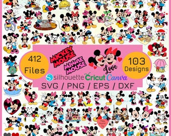 Mickey and Minnie 103 cliparts bundle, craft supply, Mickey svg cut files for Cricut / Silhouette, Mickey png, eps files, instant download