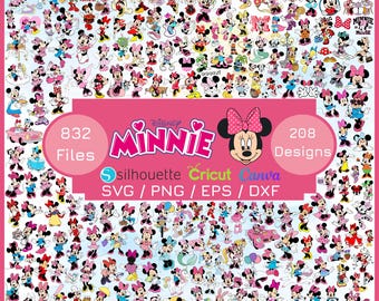 Minnie Mouse SVG Bundle, Princess Svg, Minnie Mouse Birthday, Minnie Mouse Clubhouse, Minnie Head Svg, Instant Downlaod