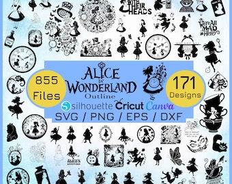 Alice in Wonderland Svg, Clipart, Bundle Cricut, Silhouette Cutting file, Alice Svg, Book Svg, Fairy Tale Svg, Tea Party Svg