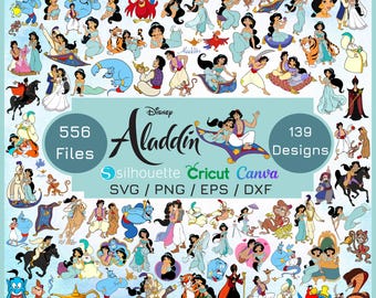 Aladdin SVG Bundle, Princess Jasmine Svg & Png Files for Cricut, Genie Png, Aladdin Svg for Shirts, Princess Clipart Instant Download
