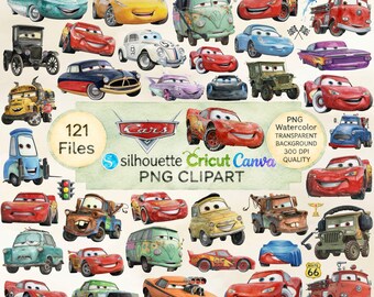 121+ Cars Handrawn Watercolor Bundle, Lightning Mcqueen watercolor Png, Cars Clipart, Handdrawn watercolor Mater, Instant Digital Download