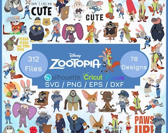 Zootopia SVG Bundle, Cartoon Sublimation Cliparts Collection, Zootropolis Zoomania PNG Clip Arts Pack Bundle, Instant Digital PNG Download