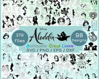 Aladdin svg, Aladdin Silhouettes, Digital Svg Clipart, Clipart Design Element, SVG Silhouette, Princess Clipart Instant Download, Dxf, Eps