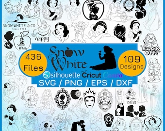 Snow White Clipart, Princess SVG, Seven Dwarves, Fairytale, Deer, Cottage, Birds, Hand Drawn, Cute Glitter Kids Art, Fabric ,POD