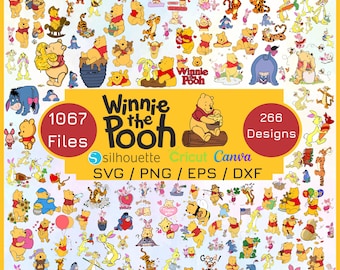 Winnie the Pooh SVG Bundle, Tigger Png, Eeyore Svg Files for Cricut and Silhouette, Piglet Svg Clipart Digital Download