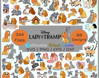 Lady and the Tramp PNG Cliparts Bundle, Lady and the Tramp PNG Cartoon Sublimation Cliparts, Lady and the Tramp Themed Kids Sublimation PNG