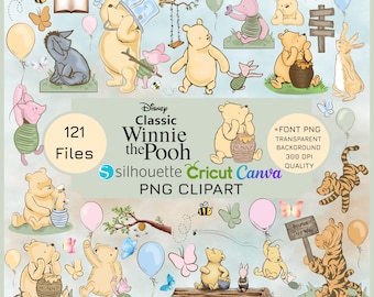 MEGA 122 Classic Winnie the Pooh and Friends PNG Clipart, Winnie The Pooh PNG Bundle Clipart Classic Winnie the Pooh Png Digital Bundle