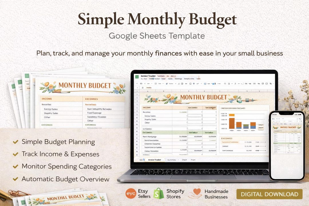 Simple Monthly Budget Tracker Google Sheets Budget Template - Etsy