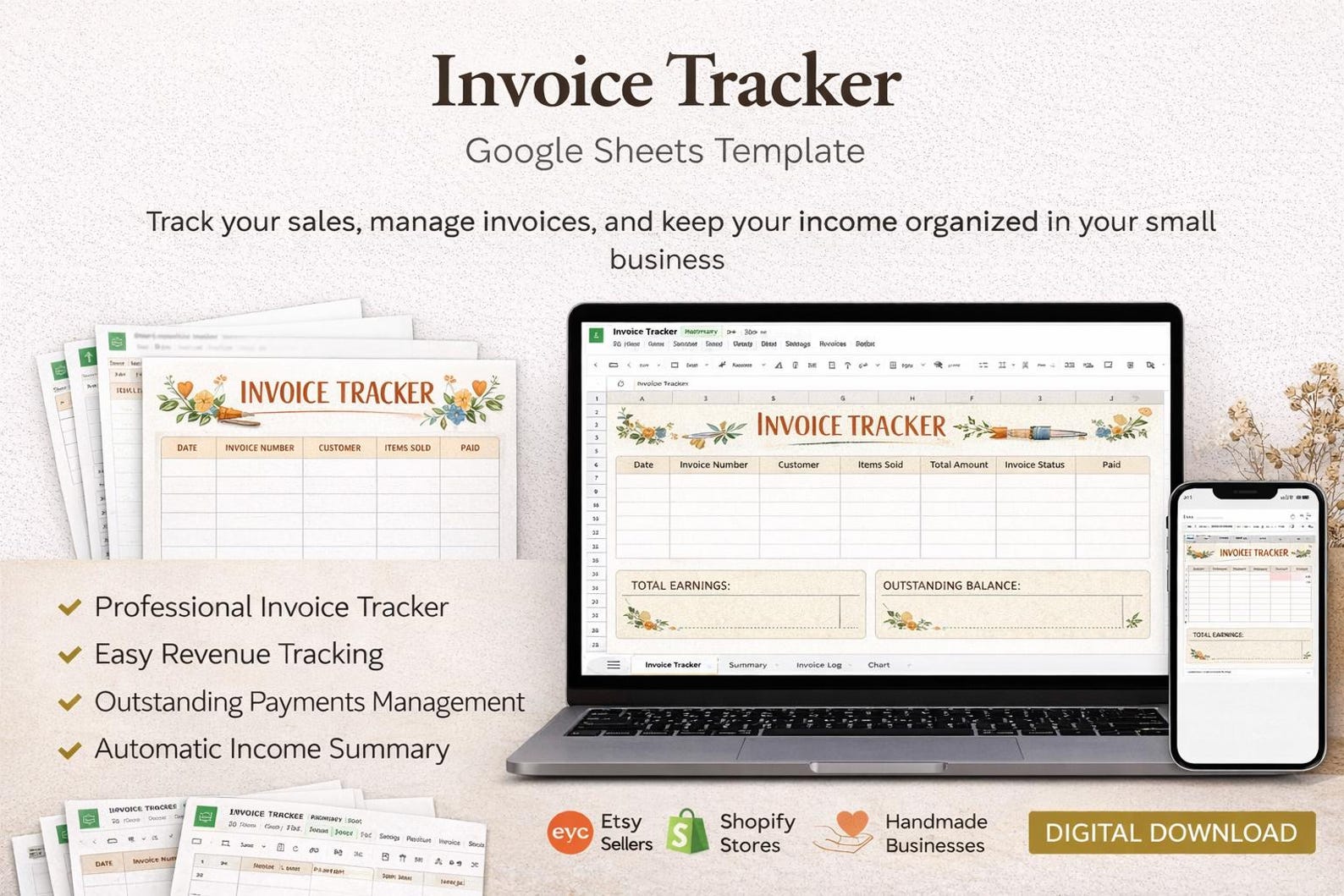 Invoice Tracker Google Sheets Template, Payment Log (digital Download ...