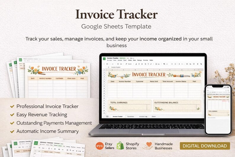 Invoice Tracker Google Sheets Template, Payment Log (digital Download ...