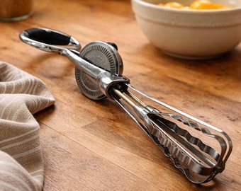 Vintage Feuerstein Schneebesen, Handkurbel Mixer, Retro Metall Küchen Werkzeug