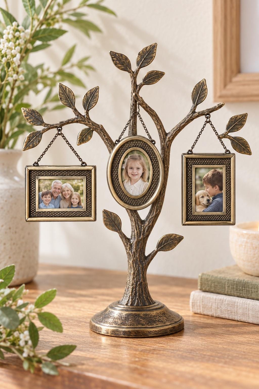 ヴィンテージ　真鍮製　ファミリーフォトツリー　ミニフレーム3個付き Family Tree Brass Photo Frame - Etsy