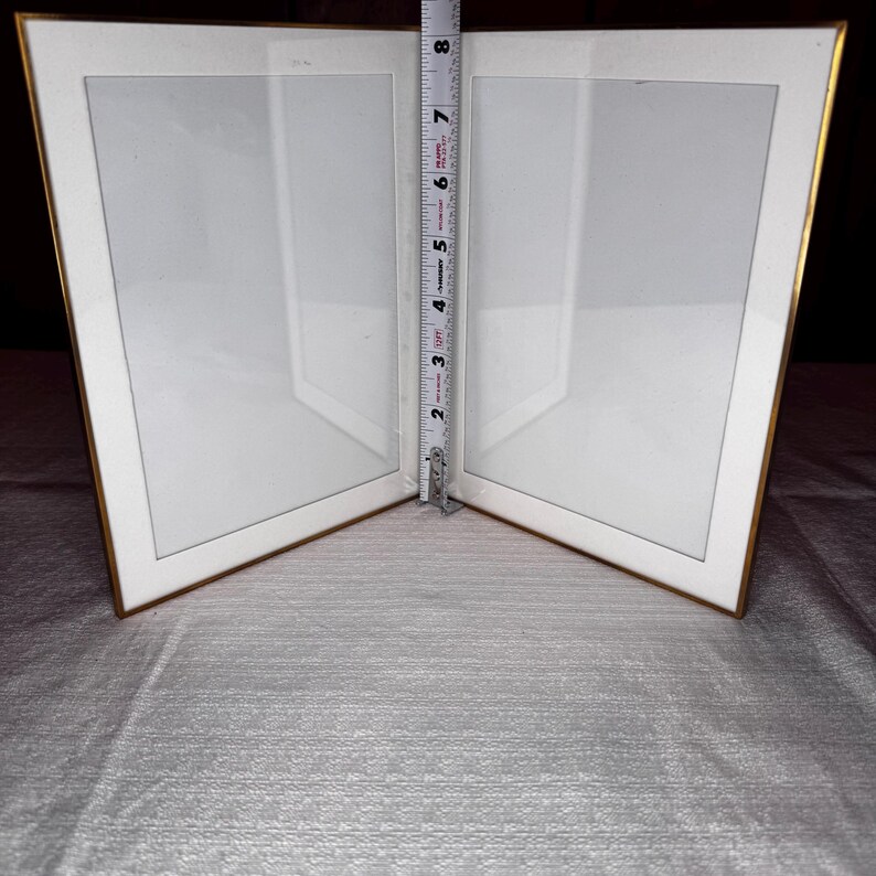 Drexel Heritage Gold Double Picture Frame 5x7 Hinged Vintage Folding ...