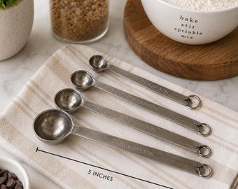 Vintage AMCO Measuring Spoon Set Stainless Steel Japan Farmhouse Kitchen Decor